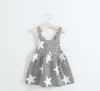 Vestidos de verão da menina crianças tira star print princesa blackless cotton dress 2017 bebê crianças roupas g318