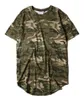 Nouveau style d'été rayé ourlet incurvé camouflage t-shirt hommes longline camouflage étendu hip hop t-shirts urbains kpop t-shirts vêtements pour hommes 38HF