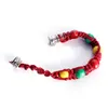 Bracelet de perle en métal portable fumeur pipe Jamaica Rasta Wristband Pipes 3 couleurs au détail hommes / femmes cadeaux cool noeud corde accessoires de fumer