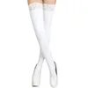 Wholesale-Women's Sexy PU Leather Lycra Wet Look Thigh High Stockings With Lace Stay-up h