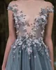 2019 Paolo Sebastian Lace Prom -jurken Sheer Plunging halslijn Appliqued Party Jurken goedkope sweep trein tule kralen avondkleding fo7424888