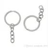 Porte-clés longes porte-clés porte-clés rhodié plaqué 50mm de long rond fendu porte-clés en gros porte-clés anneaux femmes hommes bijoux b065 06E1