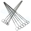 39CM Food Camping Picnic vegetable Needle BBQ Barbecue Stainless Steel Grilling Party Kabob Kebab Flat lamb Skewers forks