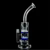 Due funzioni Oil Rigs Bong in vetro per fumatori con pettine Perc Cyclone Recycler Perc Glass Tubi per acqua 18mm Joint dab rigs WP1011