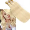 Cuticle aligned silky straight human hair 613 blonde color hair weave 3 bundles Full Head Human Hair Weave