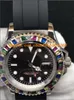 Luxury Wristwatch 2017 Fashion Watch Rubber Armband 40mm Rainbow Diamond Watch Automatic Men's Watches New ARRIVE297N