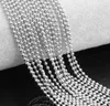 100pcs Lot Cheap Jewelry Wholesale in Bulk Silver Stainless Steel round ball beads chain necklace fit pendant thin 1.5mm 2.4mm