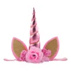 Hot New Baby Birthday Sparkly Party Crown Baby Girls Unicorn Cat Ears Flower Elastic Headband Fancy Dress Cosplay HJ155