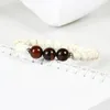 Nya mönster pärlstav Fashion Armband Partihandel 10st / Parti 10mm Naturlig röd tiger Eye Stone Pärlor Vit armband för män