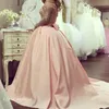 Rumieniec Różowy Ładna Suknia Balowa Sexy South Afryki Prom Dress Aplikacja Długie Rękawy Bankiet Wieczór Party Suknia Custom Made Plus Size