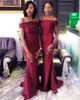 Bordo Kapalı Omuz Gelinlik Modelleri Saten Denizkızı Hizmetçi Onur Törenlerinde Güney Afrika Düğün Konuk Örgün Parti Elbiseler Custom Made