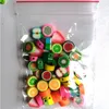 100 PCS مختلط لون بوليمر كلاي DIY الفاكهة الخرز شريحة 10MM الراتنج الخرز جولة الخرز لصنع سوار قلادة