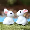 Lapin Miniature de jardin féerique, décorations de jardin, mini lapins artificiels de couleur blanche, artisanat en résine, bonsaï