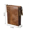 Crazy Horse Leather Rfid Blocking Wallet for Credit Cards Holder High Quality Double Zipper Designer Coin Purse 2017 Trend Men's Money Bag