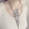 Großhandel-Böhmische Lange Quaste Halskette Frauen Boho Gypsy Münze Türkis Aussage HalskettenAnhänger Mode Türkischen Schmuck Collier Femme