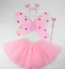 Wholesale-Free shipping,pink green 4pcs in a set princess butterfly wing set costume(wing,headband,fairy wand and tutu /Party accessories