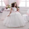 2019 Princess White Tulle Lace Tutu Ball Gown Long Flower Girl Dresses Girls First Communion Birthday Dresses vestido de daminha