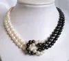 2Rows 7-8mm WhiteBlack Akoya Pearl Naszyjnik