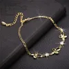 Sweet Design Plaqué or jaune 18 carats CZ Papillon Bracelet de cheville Chaîne Chaînes pour filles Femmes pour fête de mariage