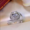 Великолепная линия широкое кольцо женщины Марка роскошные стерлингового серебра 925 3CT CZ Алмаз драгоценный камень кольца ювелирные изделия коктейль обручальное кольцо для женщин