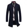 All'ingrosso- 2016 New Fashion trench uomo inverno cappotto misto lana da uomo design lungo outwear soprabito manteau homme