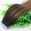 Ombre Hair Extensions Glueless 2# 6#Tape In Human Hair Extensions 40pcs 10gram Brazilian Virgin Hair Balayage Dark Brown Highlight Skin Weft