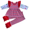 Baby Girl Christmas Cotton Pajamas Suits Long Flying Sleeve Stripe Shirt +Leggings 2 Piece Sets Girls Boutique Party Outfit Kids Clothing