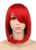 Perruque de Cosplay courte droite Bob Costume de fête rouge 40 Cm perruques de cheveux synthétiques