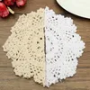 Partihandel-Vintage Bomull Garn Table Mat Kustar Runda Hand Virkade Lace Doilies Hem Matbord Dekorativa Tillbehör Tyger