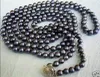 Joyería de moda 7-8mm Collar de perlas cultivadas Akoya negro 48 ''