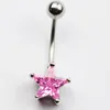 YYJFF D0293 (3 Farben), rosa Bauchnabelpiercing im schönen Sternstil mit Piercingschmuck für den Nabelkörper