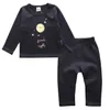 Nouveau Automne Hiver Ins Bébé Ensemble Enfants Loungewear Loisirs Porter Dessin Animé Rayé Points 2pcs Vêtements Costume Chaud Coton Tshirt Pantalon Enfants Outfit