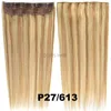 Piano Color 27613 Blond Indian Remy Hair One Piece Clip in Human Hair Extensions For Full Head Straight 5 Clips9761818