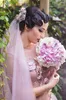 Retro Blush Różowe Suknie Ślubne Bateau Neck Pół Rękawy Handmade Kwiaty Tulle Płaszcza Herbata Długość Vintage Krótkie Wedding Party Dresses