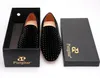 new Black velvet print Black rivet men handmade loafers Fashion Party Banquet men smoking slippers male's flats