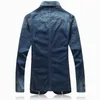 Hurtownie- 2021 Wiosna Jesień Dorywczo Blazer Mężczyźni Powyżdżący Obecny Mężczyzna Slim Fit Denim Suit Single Button Jean Jacket Coat Light Blue 4XL1 Mężczyźni