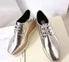 Ny Gratis Frakt Stella McCartney Stell Women Shoes Italy Elyse Gold Glitter Vit Sole Wedge Oxford Derby Britt Platform