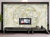 Marble Rich Peony Jade Relief TV Sofa Front Achtergrond Muursticker 3D Wallpaper 3D Muurdocumenten voor TV-achtergrond