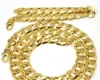 Tunga mäns 24k Real Yellow Solid Gold GF Necklace Armband Set Solid Curb Chain Jewelry Set Classics236s