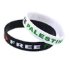 100PCS Palestine Save Gaza Silicone Rubber Bracelet Debossed Triangle Logo Black And White Adult Size1845