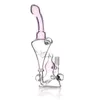 Recycler-Ölplattformen Shisha Bong 14,4 mm Glasgelenk, gebogener Typ, rosa Farbe