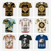 2017 zomer nieuwe 3d t-shirts heren t-shirt gouden bloemen leeuwen blauwe streep brief amerikaanse VS vlag adelaar gedrukt heren korte mouw t-shirts