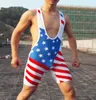 New American Flag Herr Wrestling Singlet Wrestler Leotard Bodywear Gym outfit One Piece Tights1253J