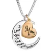 Collier pendentif coeur je t'aime jusqu'à la lune et dos maman colliers cadeau fête des mères bijoux de mode membre de la famille