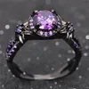 Victoria Wieck Retro Jewelry 10kt Black Gold rempli Amethyst Simulate Diamond Gemstones Engagement de mariage Women Band Round Ring 205n