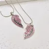 Mom and Daughter heart necklace Set chokers Red Pink Crystal Rhinestone Necklace Gold Jewelry Gift for Mom Alloy Steel Snake Chain free DHL.