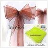 25pcs Gold Color 20cm x 275cm Bruiloft Gunst Sheer Organza Chair Covers Sjordes Ribbons Bow Party Banket Event - Tracking Number