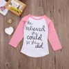 2017 T-shirt bianca a maniche lunghe rosa 2017 Lettera ispiratrice Stampa Moda Neonata Vestiti Abbigliamento per bambini Cotone Bambino Top 2-7T Top di fabbrica