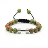 Men's Sport Bracelets Wholesale 8mm Unakite Stone Beads With New Barbell Fitness Dumbbell Macrame Charms Bracelets