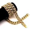 Hip hop halsband 18k guldpläterad helt cz kubansk miami kedja halsband